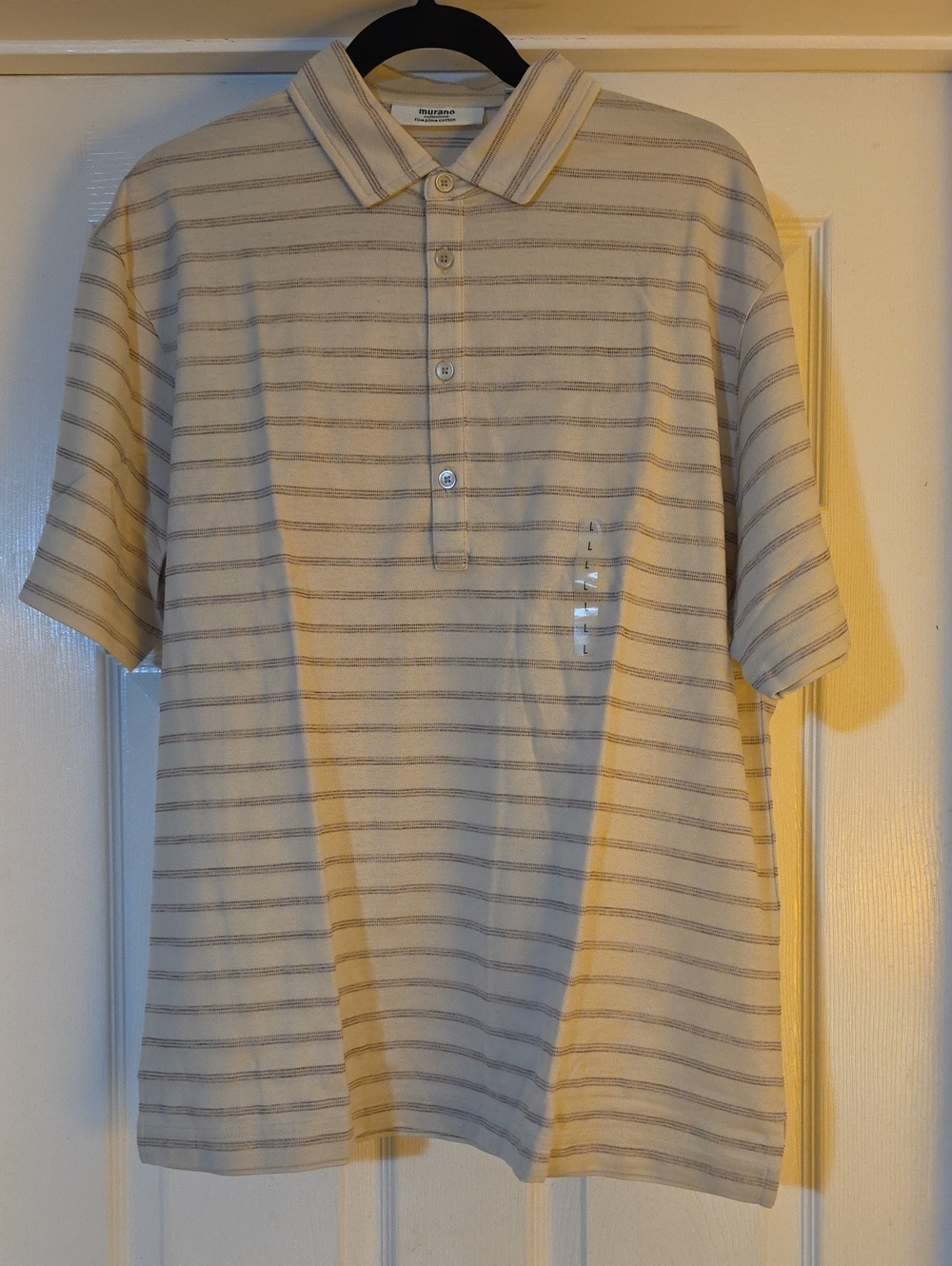Murano Collezione Beige Light Striped Polo Shirt